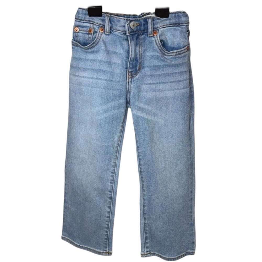 Levi's Modern Girls Size 5 Jeans Light Wash Wide Leg Adjustable Waist Hook & Bar